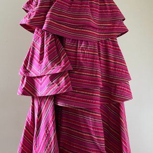 Buru: Teagan Tiered Skirt - Pink Stripe - S